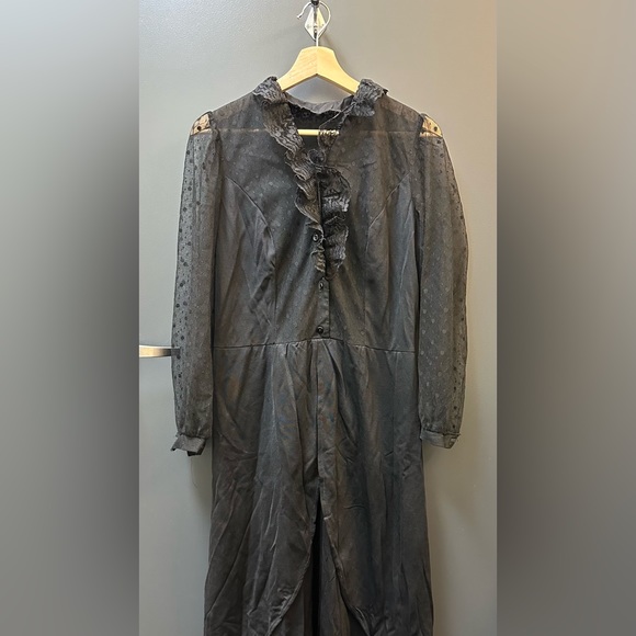 Vintage Sheer Fit & Flare Knee Length Little Black Dress - Picture 2 of 8